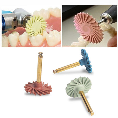 6pcs/box Dental Composite Resin Polishing Disc wheel Kit 3 Step Brush Burs Silicone Diamond