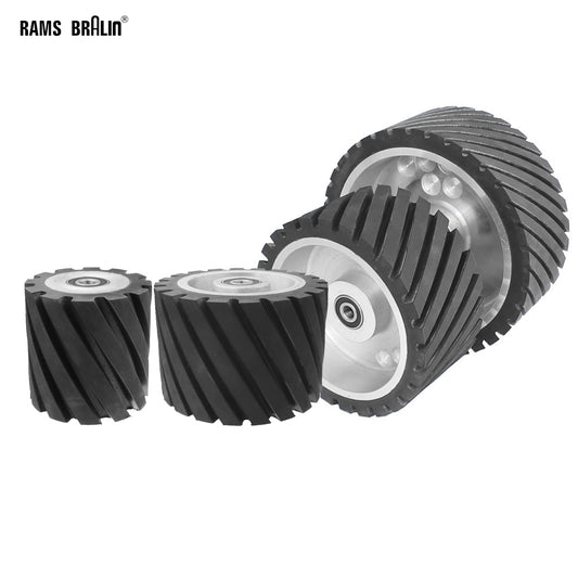 1 piece 250/200/150/100x100mm Grooved Rubber Contact Polishing Wheel Belt Sander Grinder Polisher Wheel Dynamically Balanced