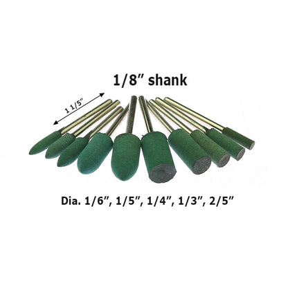 100 pcs Rubberized Abrasive Point Set 1/8 in. Shank Mounted Grinding Head for Mould Finish Polish Die Grinder Rotary Tools