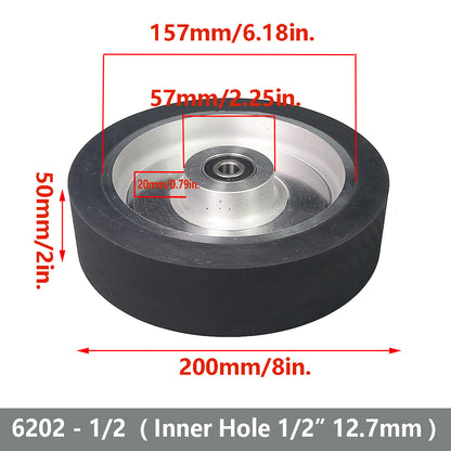 6x2 inch Grooved/Solid Rubber Contact wheel 150x50mm Belt Grinder Wheel Abrasive Belt Set