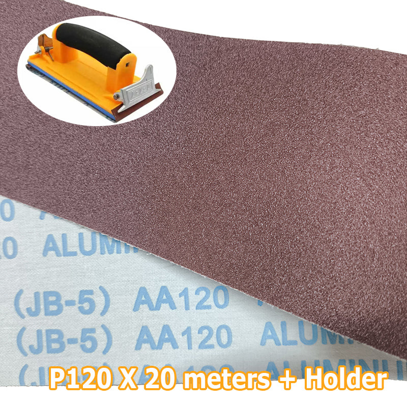 20 Meters 3.5"/90mm Width Sanding Cloth Flexible Tearable Hand Polishing Sandpaper Strips Holder