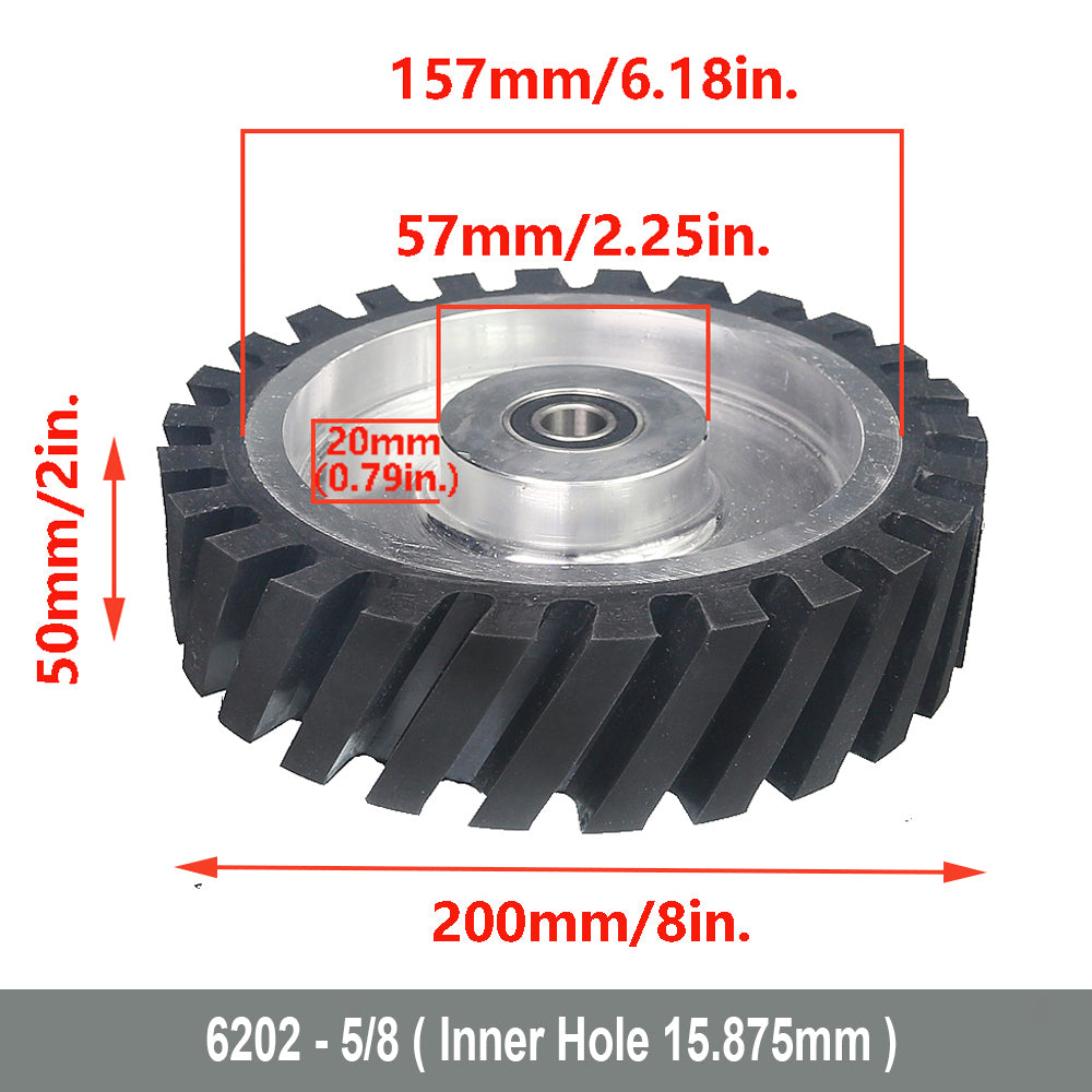 6x2 inch Grooved/Solid Rubber Contact wheel 150x50mm Belt Grinder Wheel Abrasive Belt Set