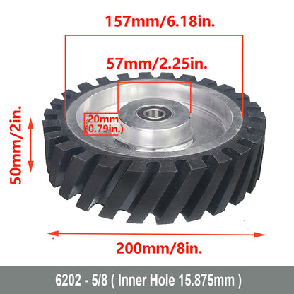 1 piece 200x50mm Grooved/Solid Rubber Contact Wheel 8x2" Belt Sander Polishing Wheel Abrasive Belts Set