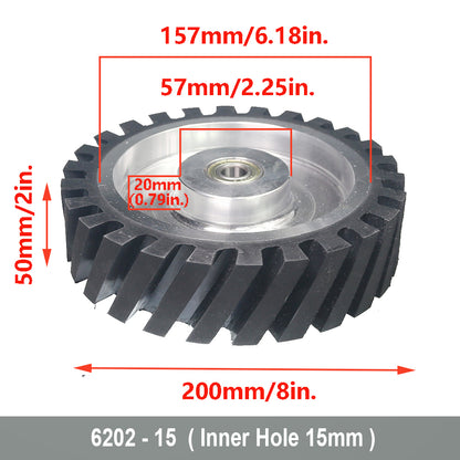 1 piece 200x50mm Grooved/Solid Rubber Contact Wheel 8x2" Belt Sander Polishing Wheel Abrasive Belts Set