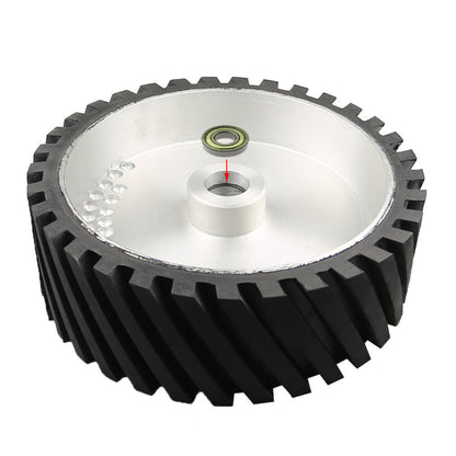 1 piece 300*100mm Belt Grinder Contact Wheel Grooved Rubber Polishing Wheel Dynamically Balanced Bearings Installed