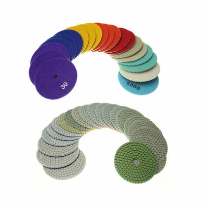 20 pcs Diamond Wet Flexible Polishing Pad P30 to P3000 for Mable Granite Ceramic Tiles Grinding