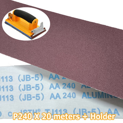 20 Meters 3.5"/90mm Width Sanding Cloth Flexible Tearable Hand Polishing Sandpaper Strips Holder