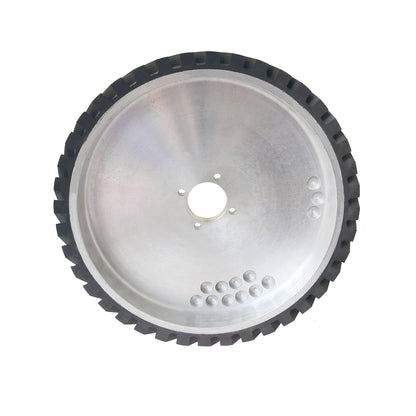 1 piece 400*100mm Belt Grinder Contact Wheel Grooved Rubber Polishing Wheel Dynamically Balanced