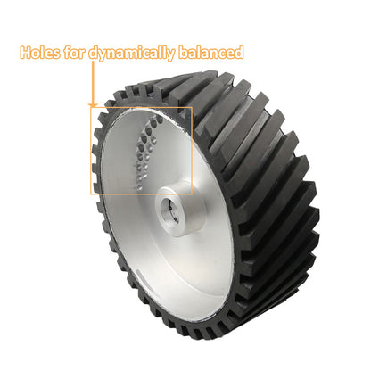 1 piece 300*100mm Belt Grinder Contact Wheel Grooved Rubber Polishing Wheel Dynamically Balanced Bearings Installed