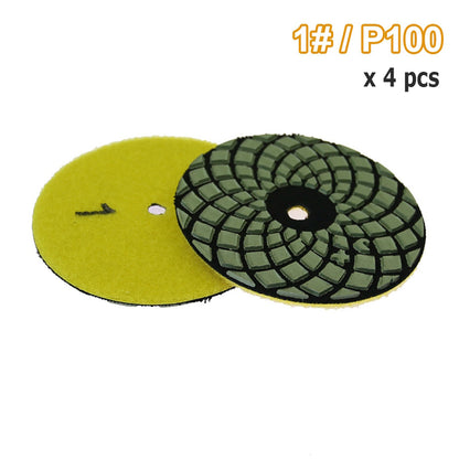 Marble 4-step Polishing Pad 100mm Dry Grinding Disc 4" for Stone 100 degree Gloss Finish