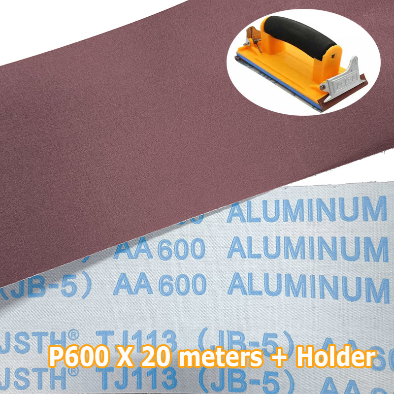 20 Meters 3.5"/90mm Width Sanding Cloth Flexible Tearable Hand Polishing Sandpaper Strips Holder