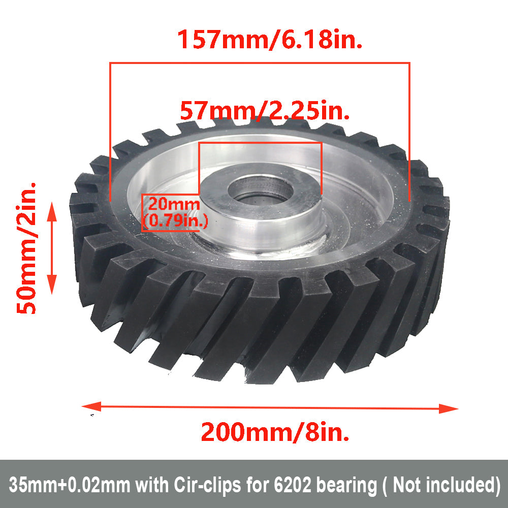 1 piece 200x50mm Grooved/Solid Rubber Contact Wheel 8x2" Belt Sander Polishing Wheel Abrasive Belts Set