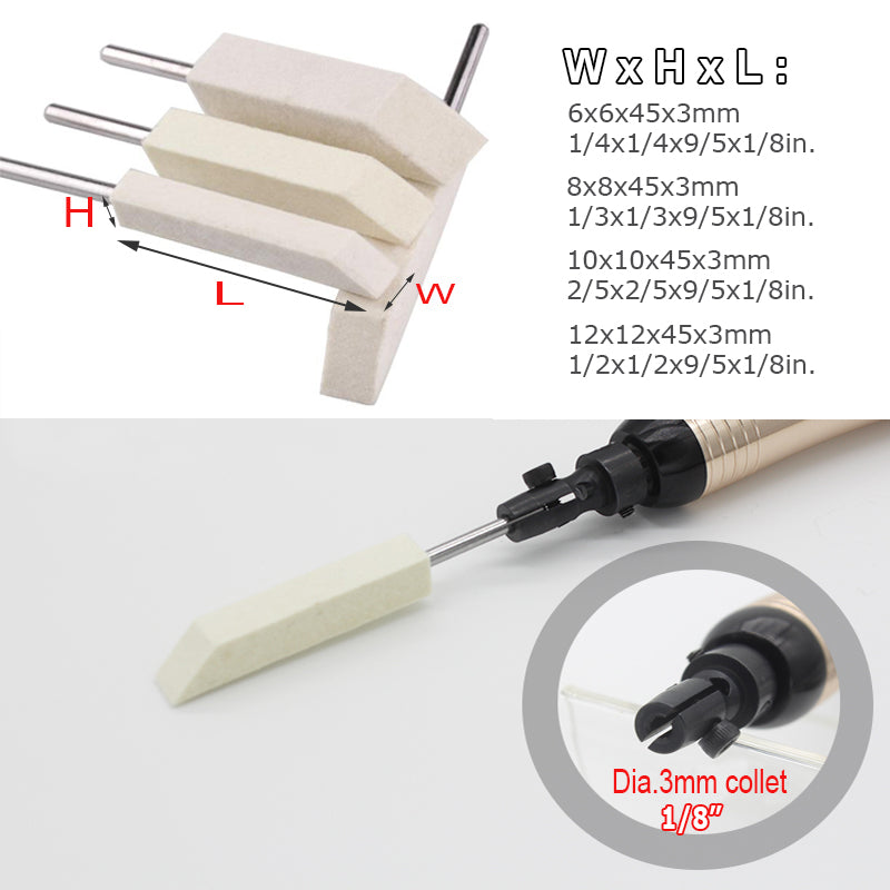 10 pcs Wool Felt Stick used on Air Lapper Turbolap Lapping Linear Saw 1/8" shaft Mounted Polishing Bob