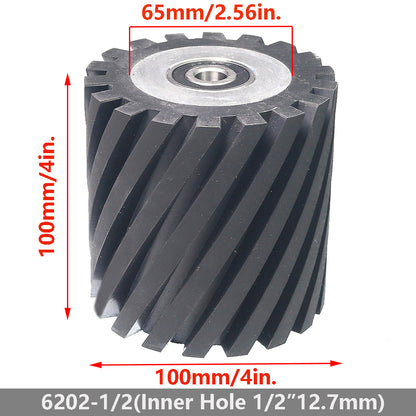 4x4 inch Grooved Rubber Contact Wheel 100x100mm Belt Grinder Part