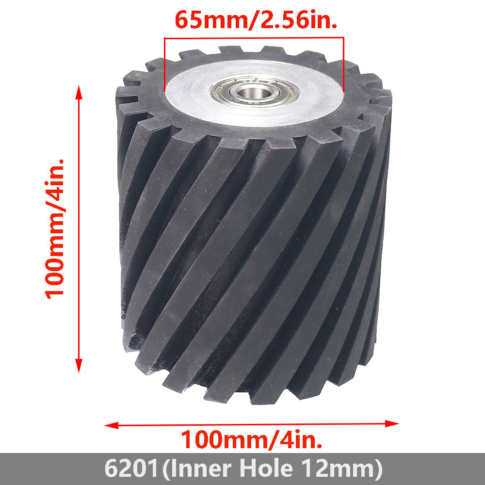 4x4 inch Grooved Rubber Contact Wheel 100x100mm Belt Grinder Part