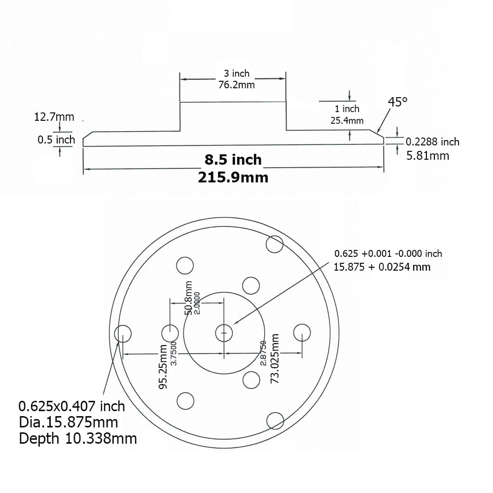 8.5"/9" Aluminum Plate Polishing Disc Magnetic Disk Bench Grinder Parts