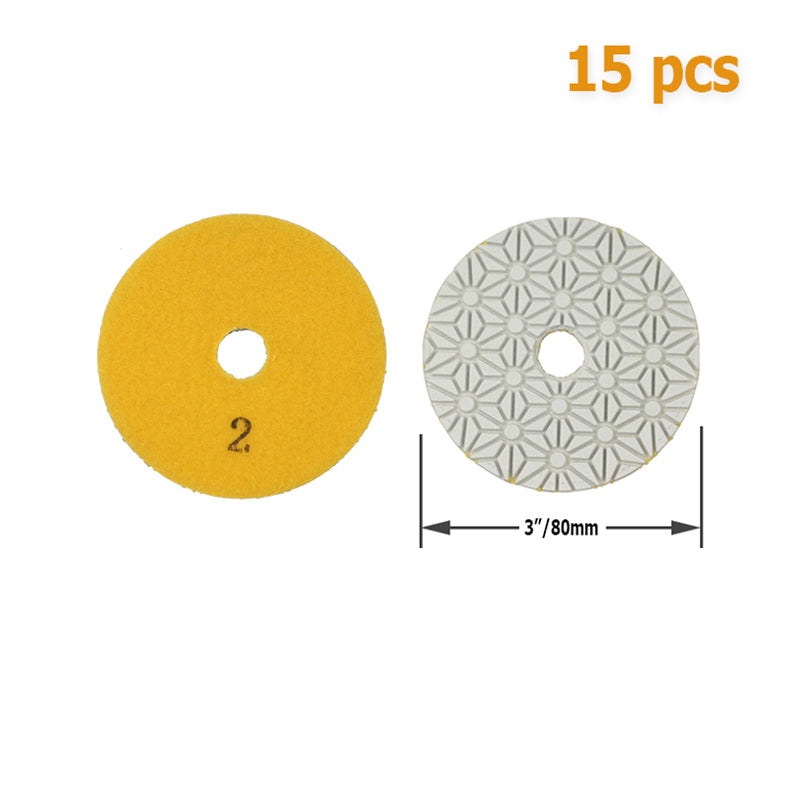 3"/4" Diamond Flexible Wet & Dry Polishing Pads 80mm/100mm 3 Step for Stone Marble Tile Coarse Grinding Medium Fine Mirror Finish