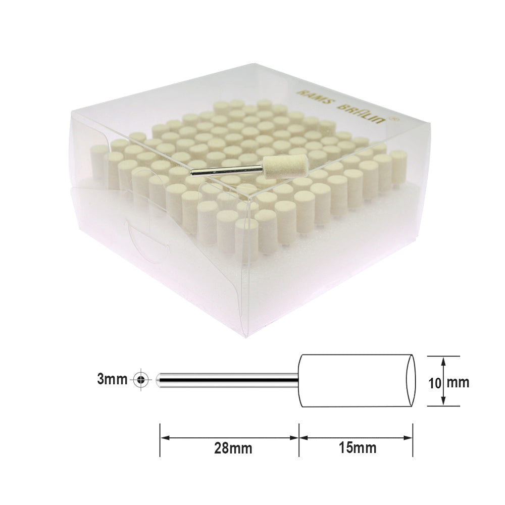 100 pcs/box Wool Felt Mounted Point Kits 1/8 in. Shank for the Mold and Die Maker