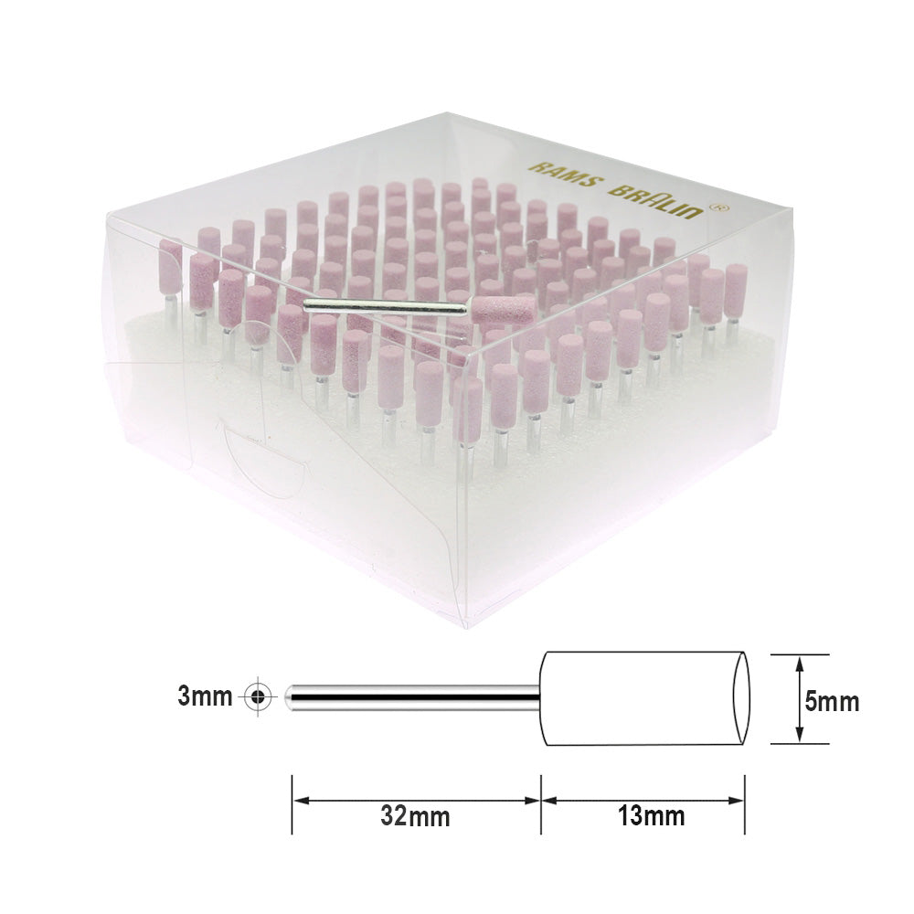 100 pcs/Box Pink Fused Alumina Mounted Stone Abrasive Point Set for Steel Weld Seams Polishing