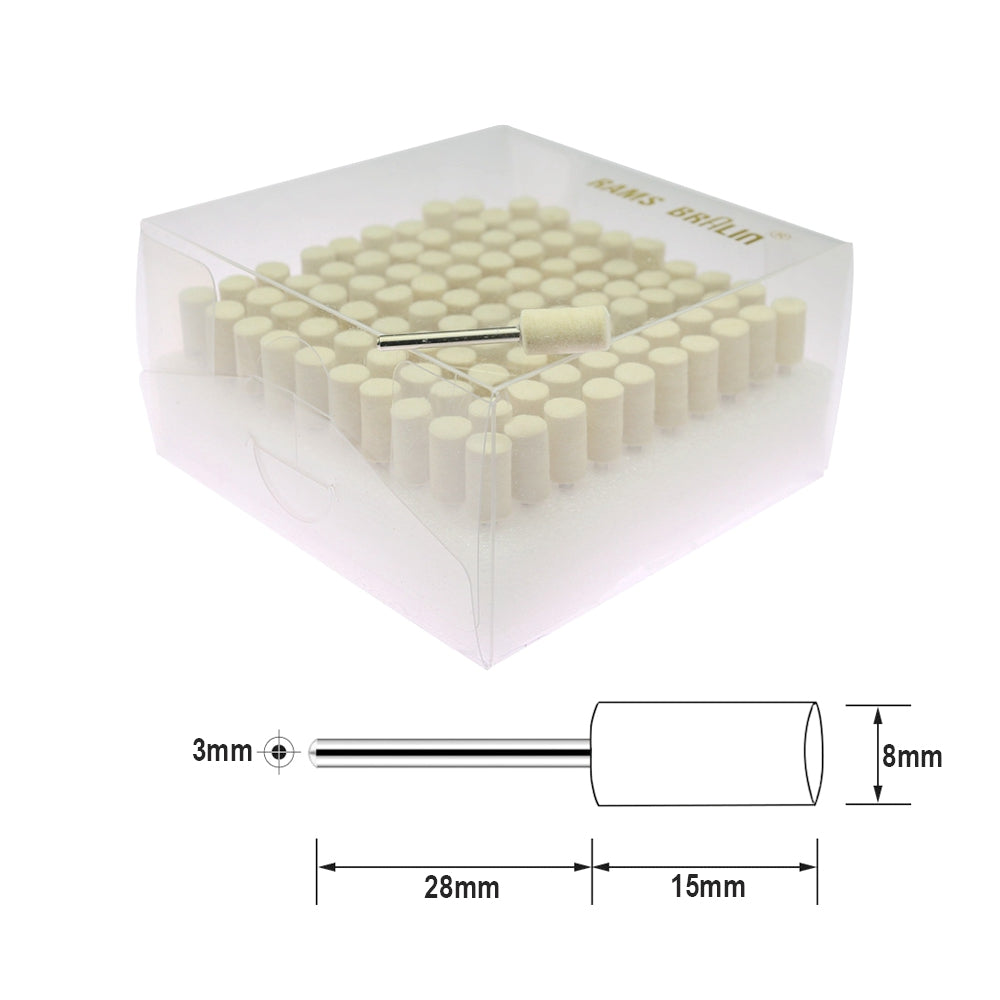 100 pcs/box Wool Felt Mounted Point Kits 1/8 in. Shank for the Mold and Die Maker