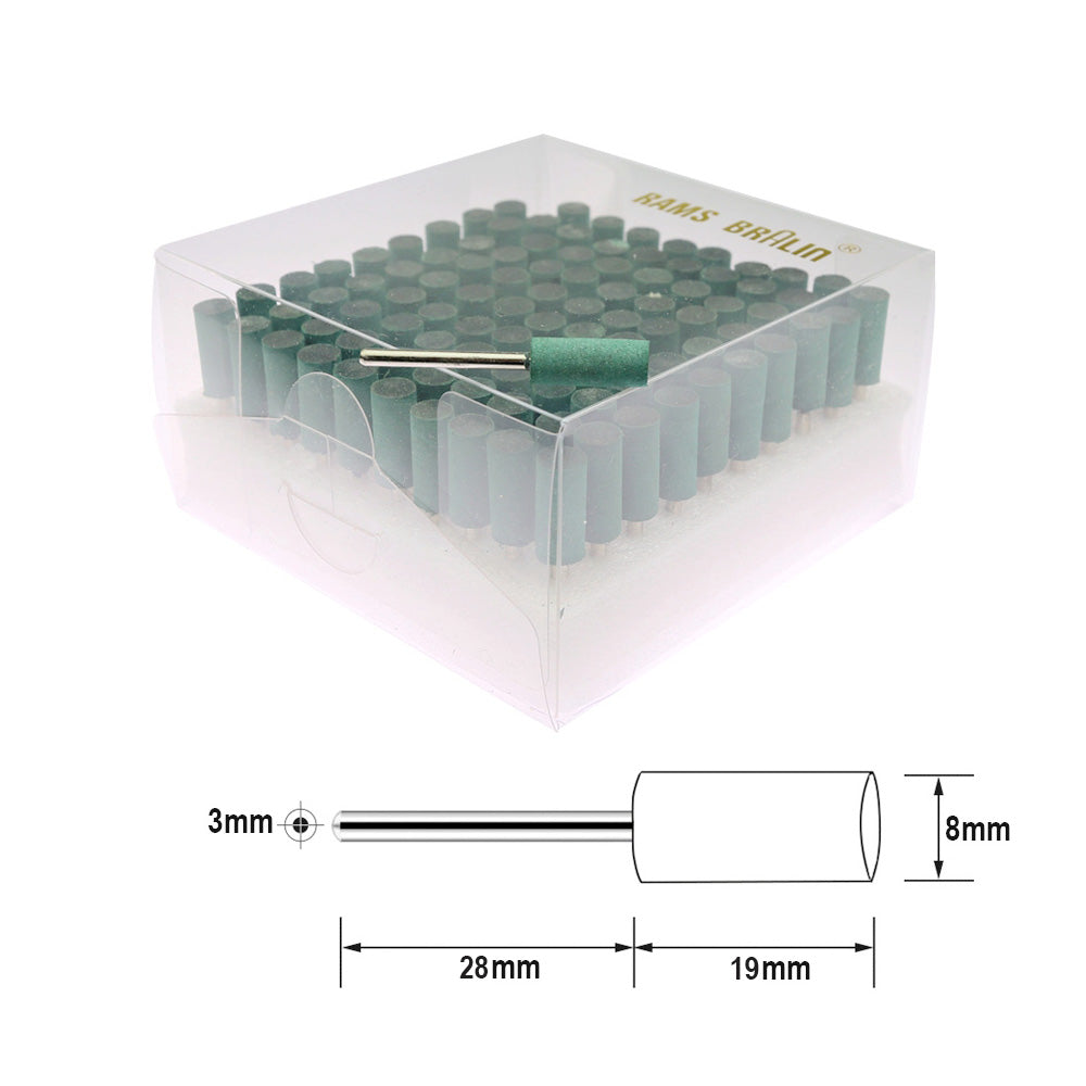100 pcs Rubberized Abrasive Point Set 1/8 in. Shank Mounted Grinding Head for Mould Finish Polish Die Grinder Rotary Tools