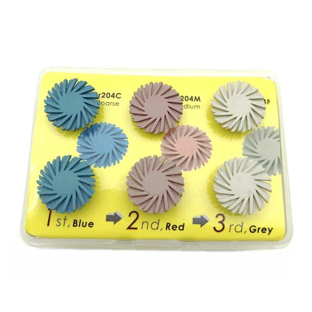 6pcs/box Dental Composite Resin Polishing Disc wheel Kit 3 Step Brush Burs Silicone Diamond