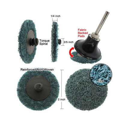 100 pcs 2"/3" Surface Conditioning Quick Change Sanding Discs Prep Pad Drill Air Grinder Rotary Tools