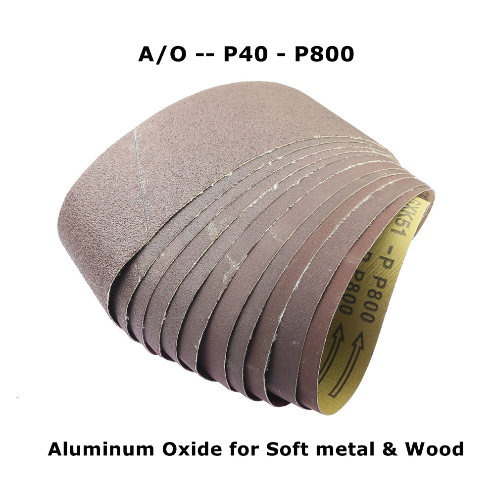 10 pieces 610x100mm A/O Abrasive Sanding Belts 24"x4" P40-P800 for Wood Soft Metal Polishing