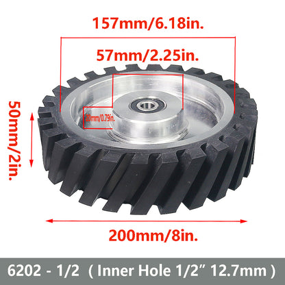 6x2 inch Grooved/Solid Rubber Contact wheel 150x50mm Belt Grinder Wheel Abrasive Belt Set