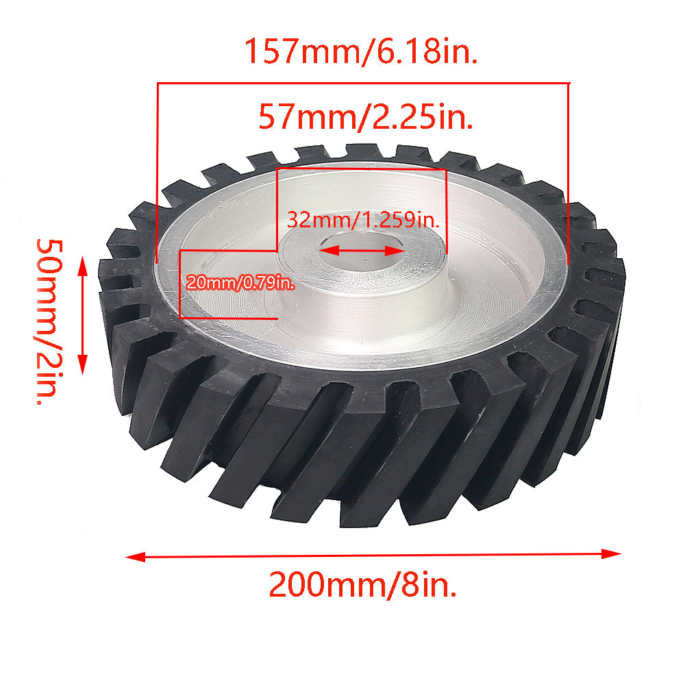 1 piece 200x50mm Grooved/Solid Rubber Contact Wheel 8x2" Belt Sander Polishing Wheel Abrasive Belts Set