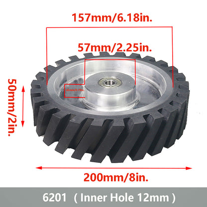 6x2 inch Grooved/Solid Rubber Contact wheel 150x50mm Belt Grinder Wheel Abrasive Belt Set