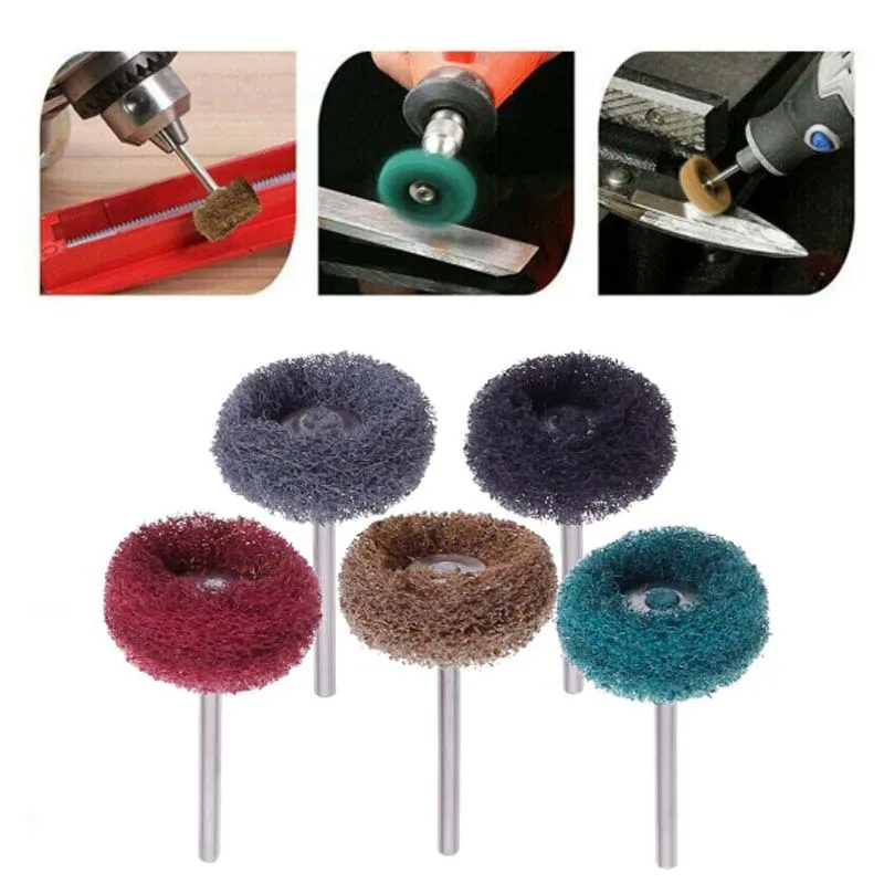 100 pcs 1/8" shank Mounted Mini Polishing Brush Grinding Wheel for Jade Jewelry Rings Mold Finish