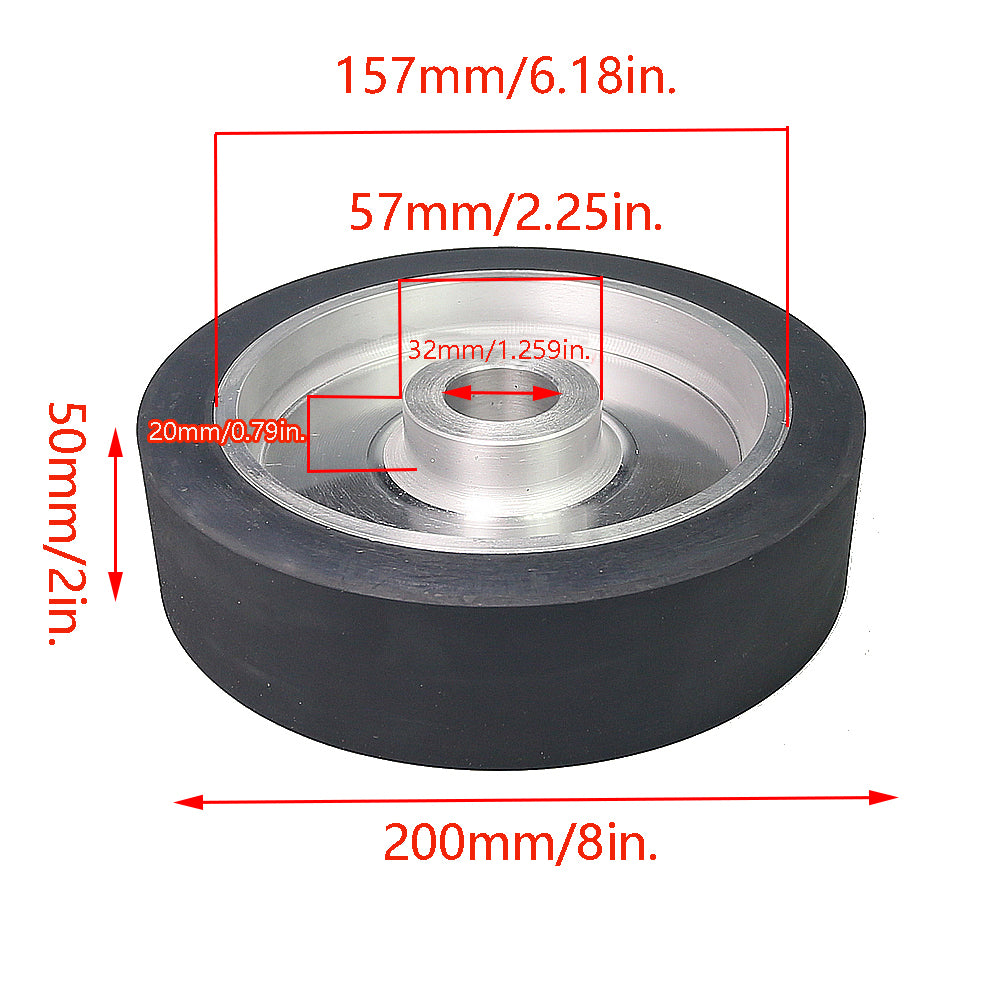 1 piece 200x50mm Grooved/Solid Rubber Contact Wheel 8x2" Belt Sander Polishing Wheel Abrasive Belts Set