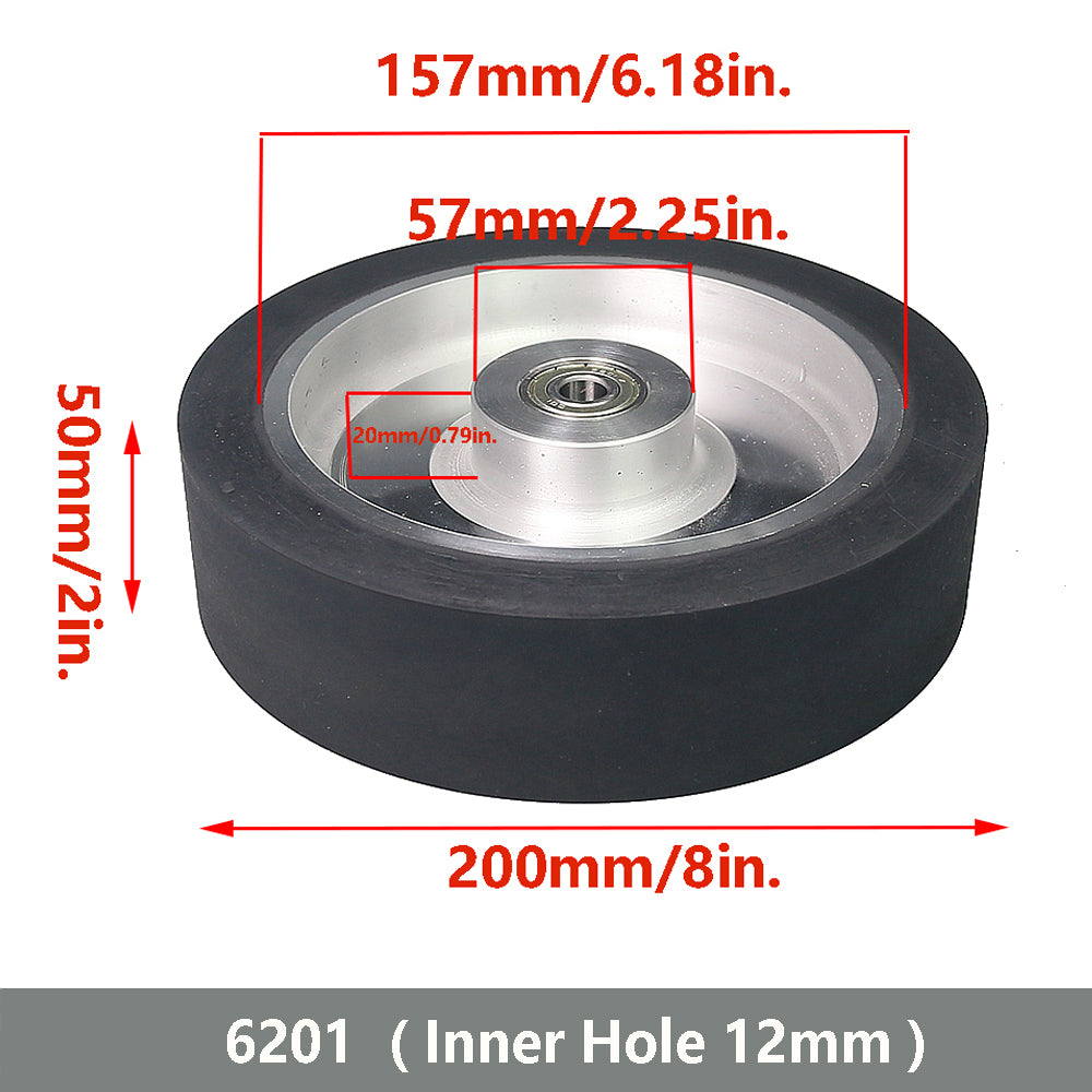 1 piece 200x50mm Grooved/Solid Rubber Contact Wheel 8x2" Belt Sander Polishing Wheel Abrasive Belts Set