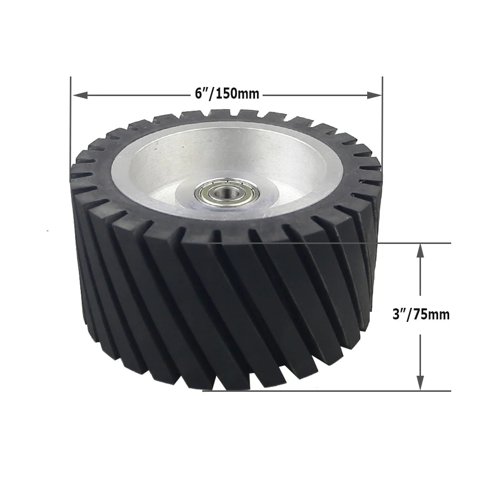 150*75mm Serrated Rubber Contact Wheel Dynamically Balanced Belt Sander Polisher Wheel Sanding  Belt Set