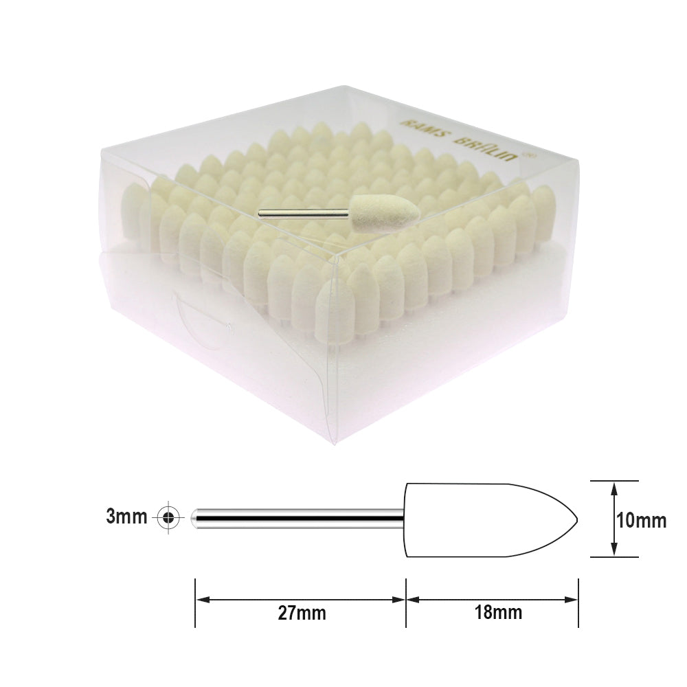 100 pcs/box Wool Felt Mounted Point Kits 1/8 in. Shank for the Mold and Die Maker