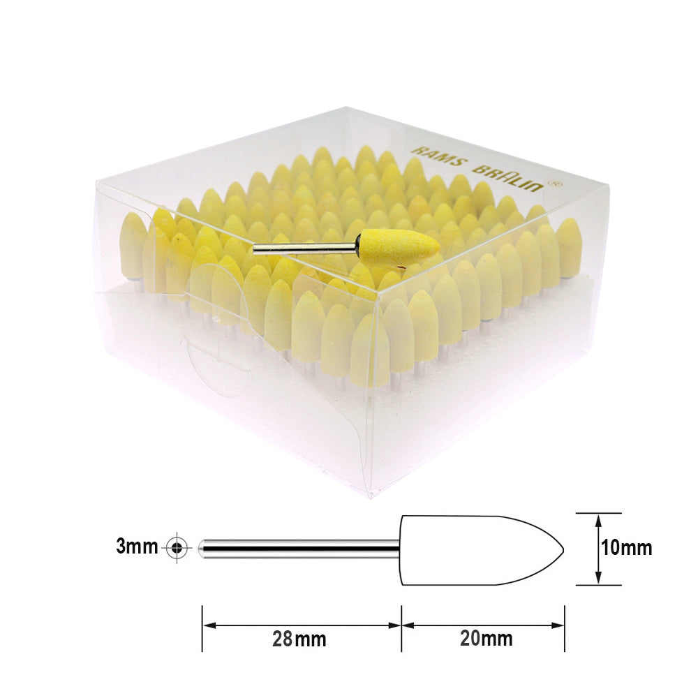 100 pcs/Box 4-10mm Ceramic Mounted Abrasive Point Set P240-320 Fine Polishing Stone for Metal Deburring Mold Dressing