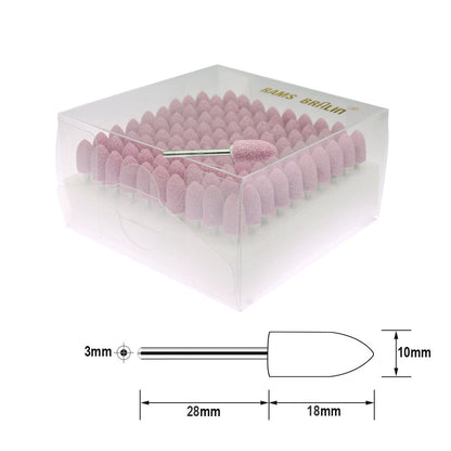 100 pcs/Box Pink Fused Alumina Mounted Stone Abrasive Point Set for Steel Weld Seams Polishing