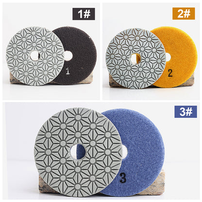 3"/4" Diamond Flexible Wet & Dry Polishing Pads 80mm/100mm 3 Step for Stone Marble Tile Coarse Grinding Medium Fine Mirror Finish