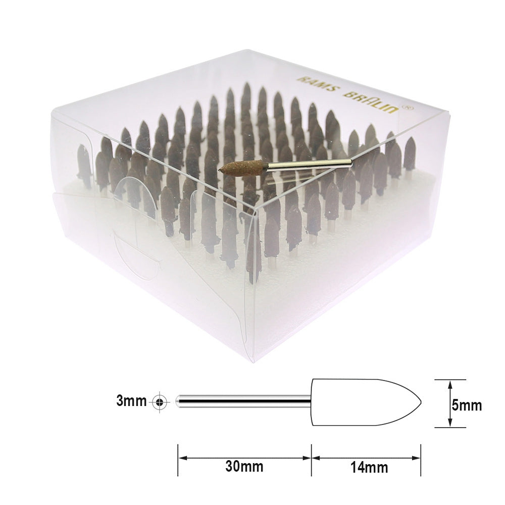 100 pcs/Box Elasticity Sponge Rubber Points Set 1/8 in. Shank Mounted Grinding Head