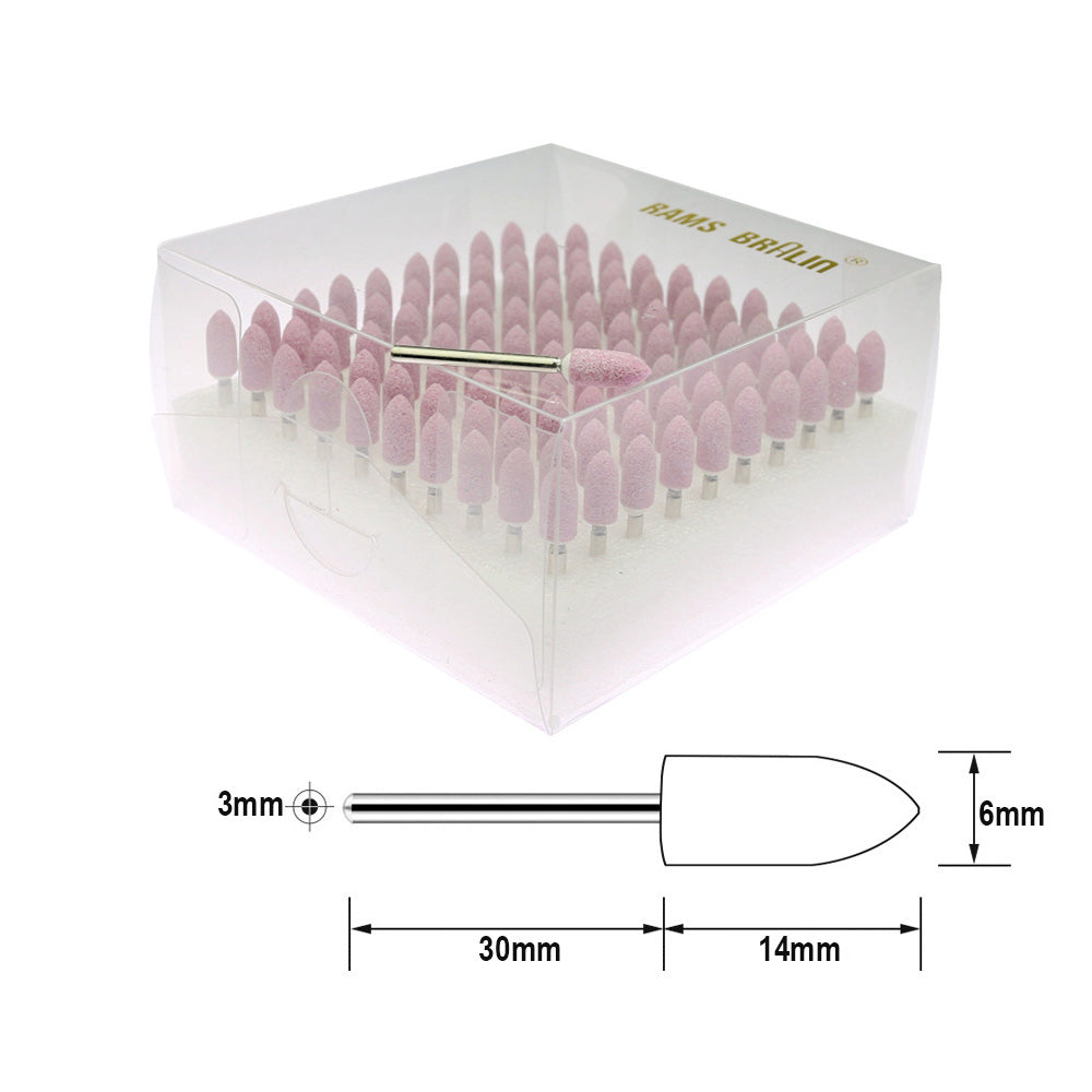 100 pcs/Box Pink Fused Alumina Mounted Stone Abrasive Point Set for Steel Weld Seams Polishing