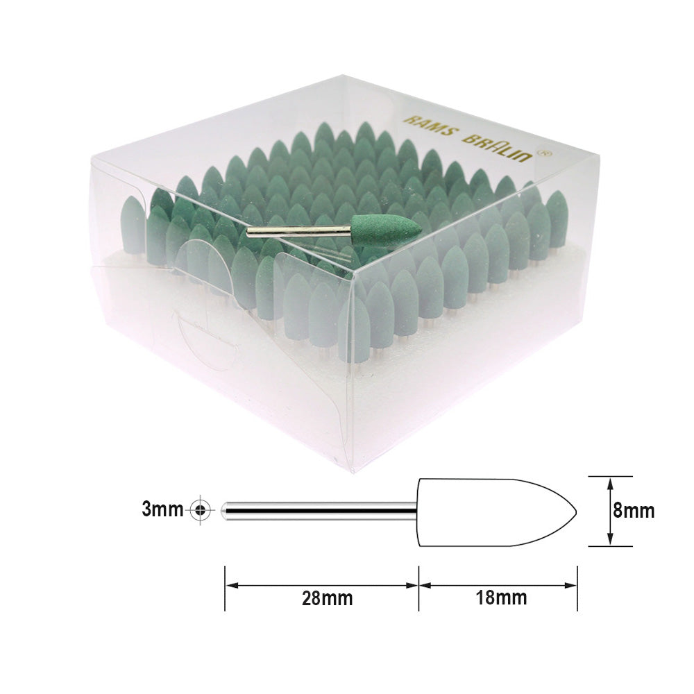 100 pcs Rubberized Abrasive Point Set 1/8 in. Shank Mounted Grinding Head for Mould Finish Polish Die Grinder Rotary Tools
