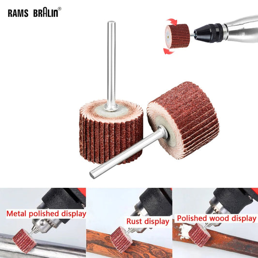 100 pieces/pack 1/8" Shaft Mounted Flap Wheel Sandcloth Grinding Head Drill Air Grinder Tool