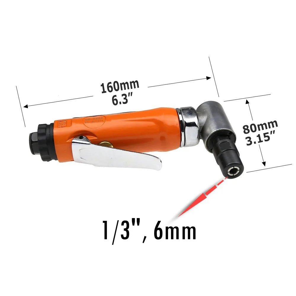 1/3" Pneumatic Die Grinder 90 Degree Angle Air Polisher 6mm Shaft Non-woven Polishing Wheel & Sanding Pad sent