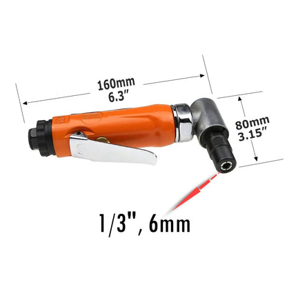 1/3" Pneumatic Die Grinder 90 Degree Angle Air Polisher 6mm Shaft Non-woven Polishing Wheel & Sanding Pad sent