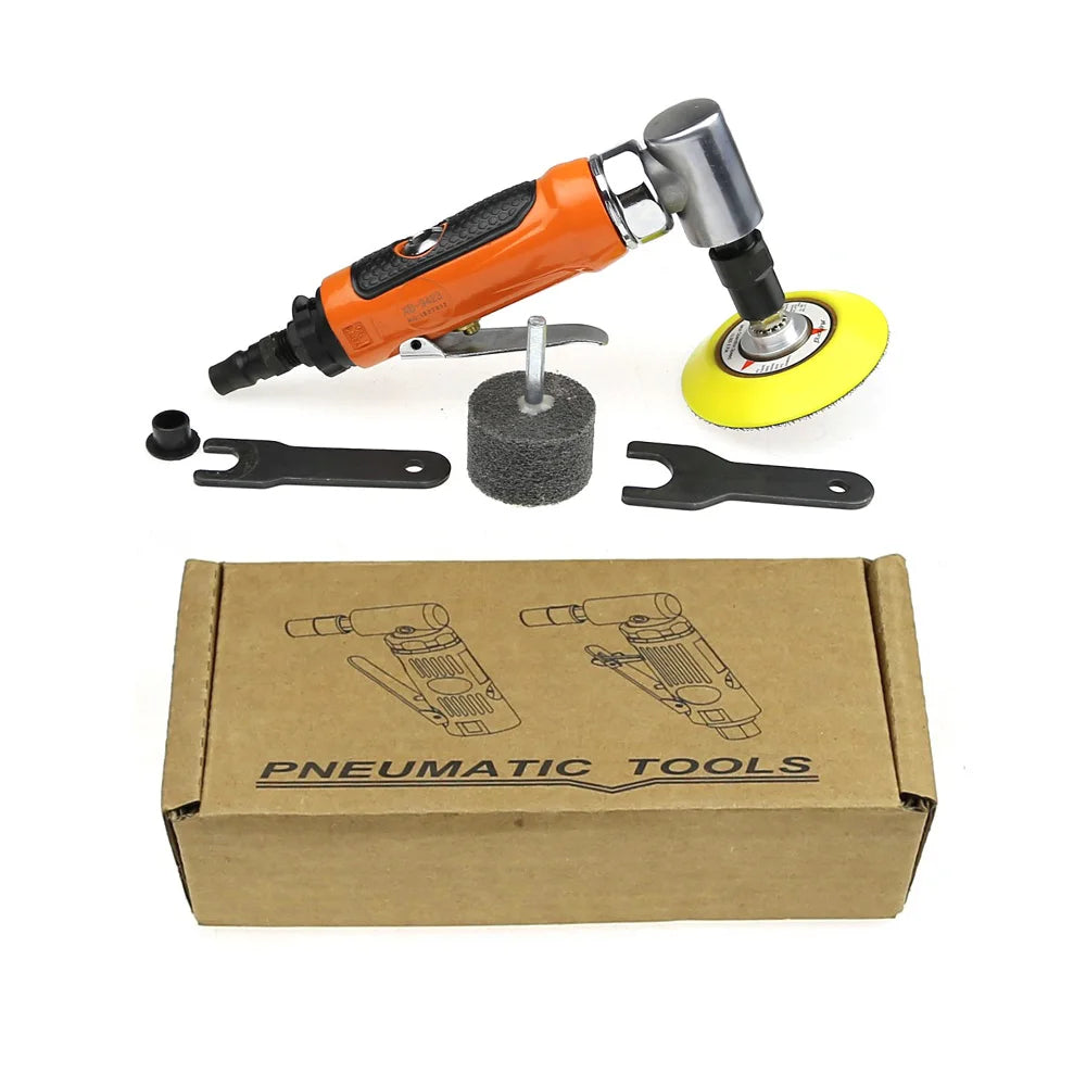 1/3" Pneumatic Die Grinder 90 Degree Angle Air Polisher 6mm Shaft Non-woven Polishing Wheel & Sanding Pad sent