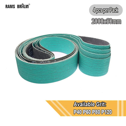 4 pieces 2000x50mm Zirconia Alumina 577F Abrasive Sanding Belts Knife Grinder Sharpener Tool P40 P60 P80 P120