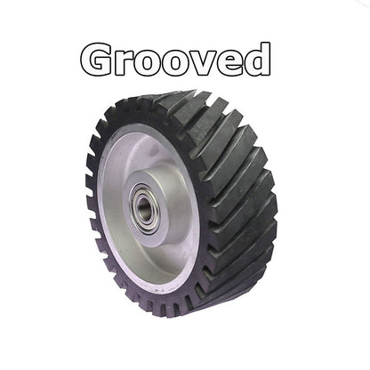 150*50mm Grooved/Solid Rubber Contact wheel Belt Grinder Wheel Abrasive Belt Set