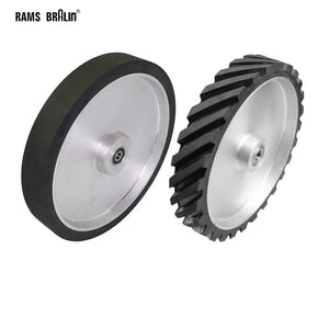 1 piece 350*50mm Serrated/Solid Rubber Contact Wheel Belt Grinder Wheel  Dynamically Balanced