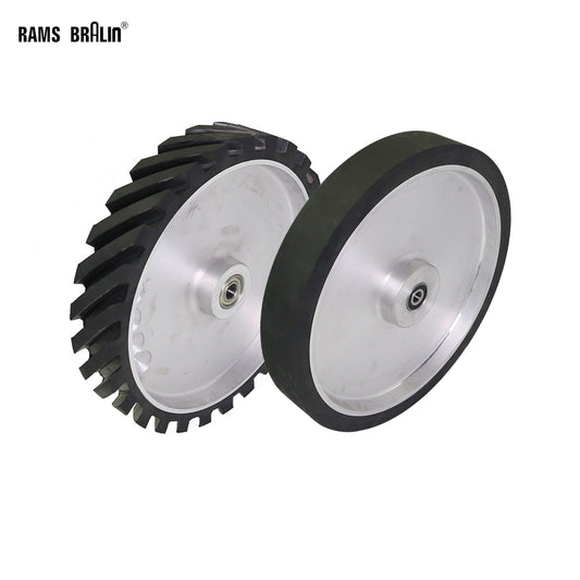 1 piece 300*50mm Grooved/Solid Rubber Contact Wheel Dynamically Balanced Belt Sander Grinder Sanding Belt Set